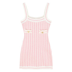 Houndstooth Knit Sling Dress for Women Summer Style