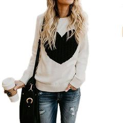 Heart Sweater, Long Sleeve Knit Top, Heart Base Layer