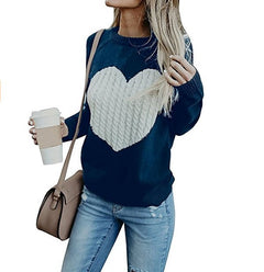 Heart Sweater, Long Sleeve Knit Top, Heart Base Layer