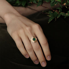 Vintage Geometric Gemstone Ring for Women