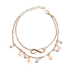 Bohemian Vintage Double Layer Star Pearl Anklet