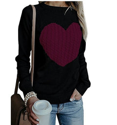 Heart Sweater, Long Sleeve Knit Top, Heart Base Layer
