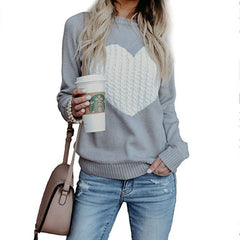 Heart Sweater, Long Sleeve Knit Top, Heart Base Layer