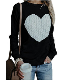 Heart Sweater, Long Sleeve Knit Top, Heart Base Layer